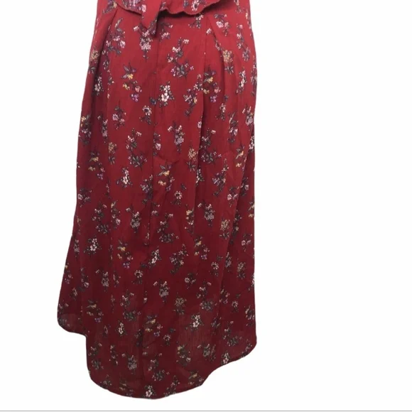 NWT En Creme Burgundy Floral Tir Back Midi Dress, Size Medium - Picture 5 of 8
